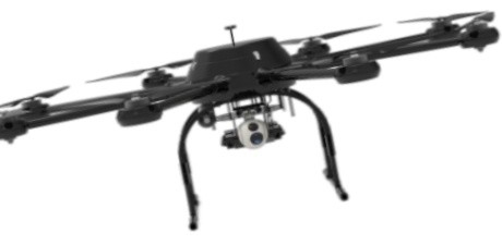 Drone multirotor de 30 kg com lente fotoelétrica de três eixos